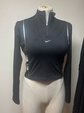 Nike Black Long-Sleeve Half-Zip Performance Top with Reflective Trim